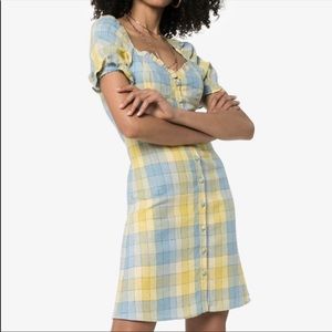 STAUD Checked Linen Dress - Size 8 - NWT